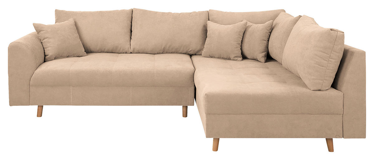 ECKSOFA Ariella in Mikrofaser Creme  231/161 cm  - Creme/Naturfarben, Design, Holz/Textil (231/161cm) - Livetastic