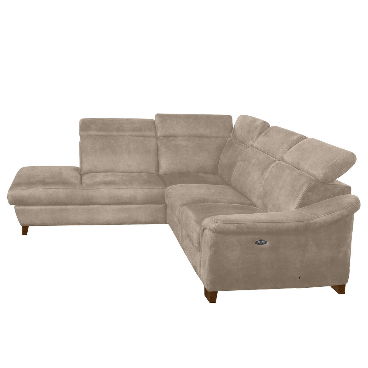 ECKSOFA TREND in Mikrofaser Taupe Bettkasten, Relaxfunktion, Kopfteilverstellung  238/276 cm  - Taupe/Wengefarben, Design, Holz/Textil (238/276cm) - Livetastic