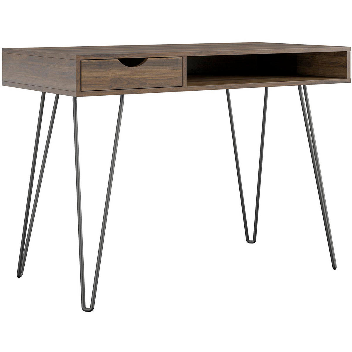 SCHREIBTISCH  in Walnussfarben  - Walnussfarben/Schwarz, Design, Holzwerkstoff/Metall (104/77/49cm) - MID.YOU