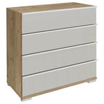 KOMMODE , 75/82/42 cm, 4 Schublade(n)  - Chromfarben/Eiche Bianco, Basics, Glas/Holzwerkstoff (75/82/42cm) - Venda