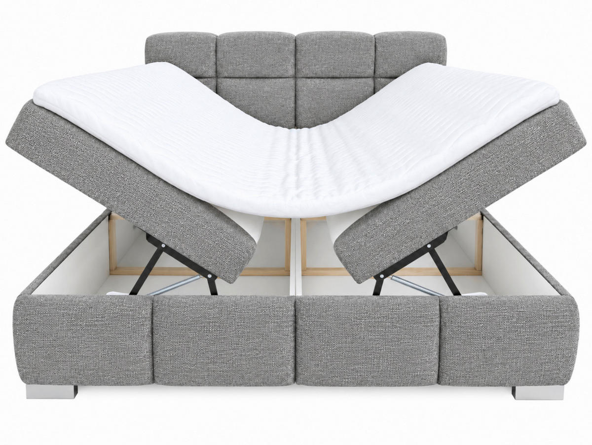BOXBETT 140/200 cm,  in Grau, Bettkasten, Topper,  - Chromfarben/Grau, MODERN, Holz/Kunststoff (140/200cm) - MID.YOU