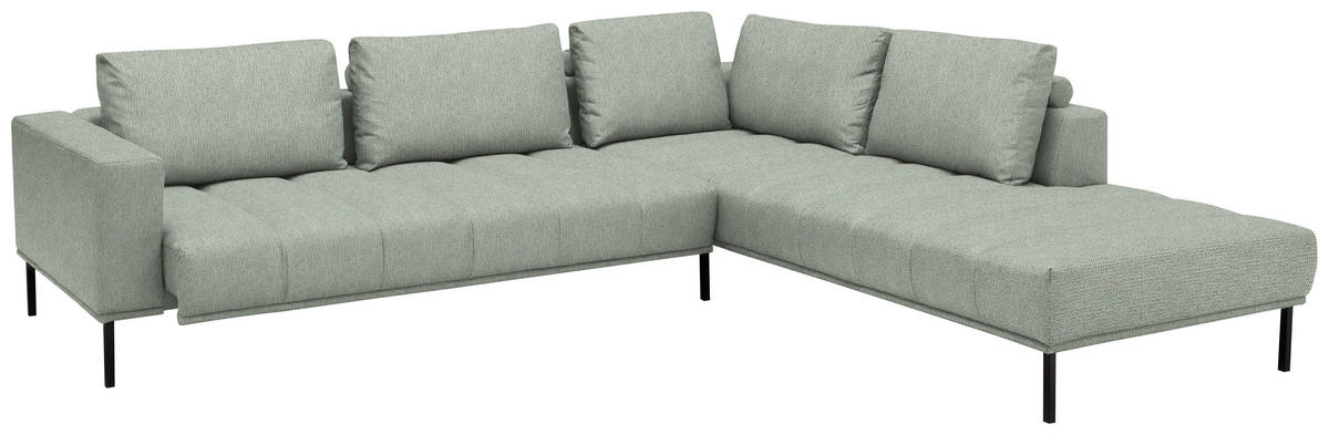 ECKSOFA Flachgewebe Platinfarben  - Platinfarben/Schwarz, Design, Textil/Metall (308/270cm) - Pure Home Lifestyle