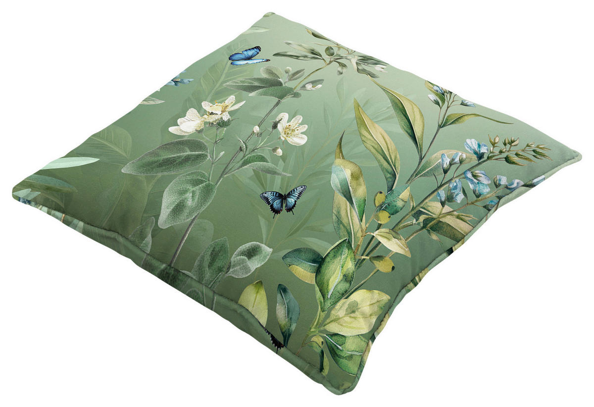 OUTDOOR-KISSEN in Grün Floral 50/50 cm  - Grün, Basics, Textil (50/50cm)