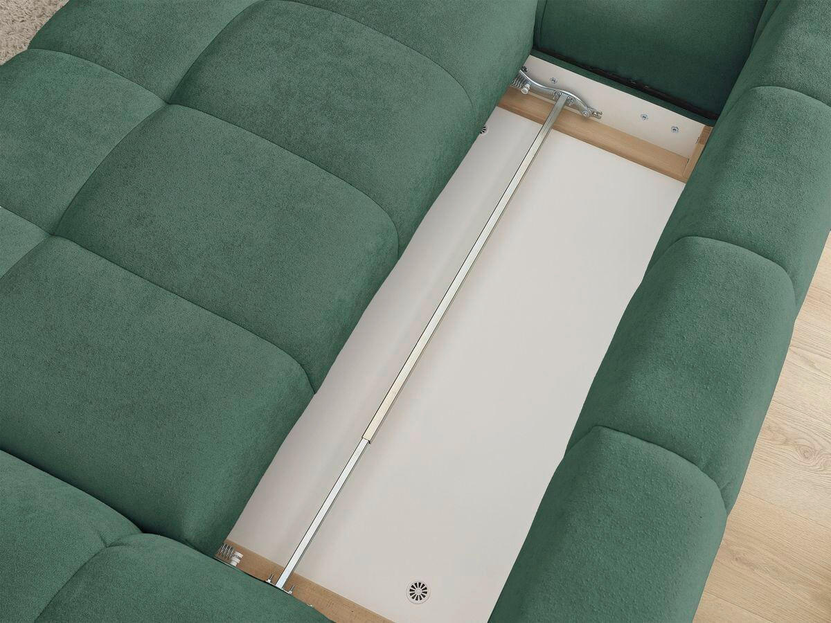 ECKSCHLAFSOFA EVEREST  mit Rücken echt, Armteil links, Armteil rechts Struktur Grün  - Schwarz/Grün, MODERN, Kunststoff/Textil (180/318cm) - Livetastic