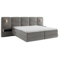BOXSPRINGBETT 180/200 cm,  in Anthrazit, Bettkasten, Topper, Matratzen, Beleuchtung, H3 = fest  - Anthrazit/Schwarz, Basics, Holz/Holzwerkstoff (180/200cm) - Esposa