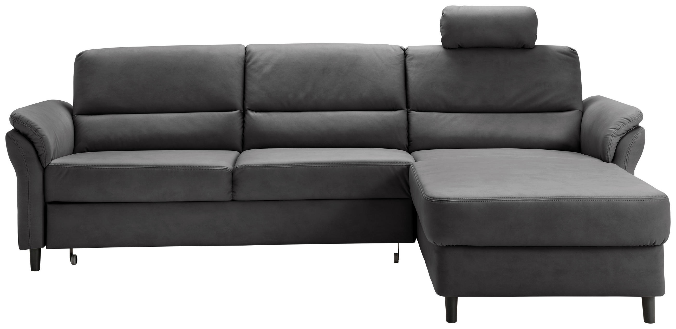 ECKSOFA Schwarz Lederlook  - Schwarz, MODERN, Holz/Textil (279/176cm) - Livetastic