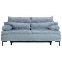 BOXSPRINGSOFA in Webstoff Blau  - Blau/Schwarz, Design, Textil/Metall (202/93/100cm) - Novel
