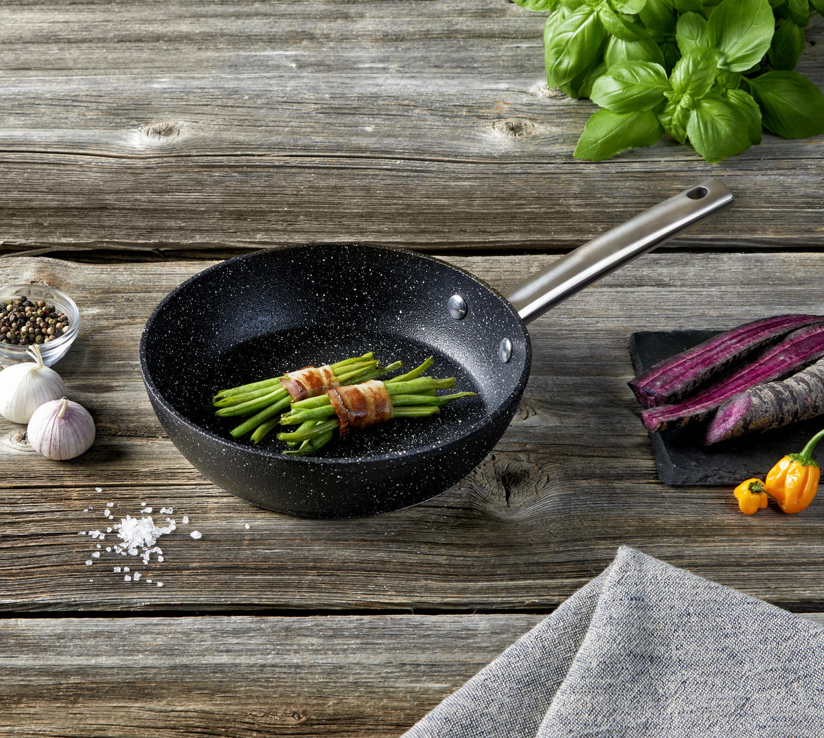 BRATPFANNE Perfect Cooking Greblon®-Antihaftbeschichtung 20 cm  - Edelstahlfarben/Schwarz, Basics, Metall (20cm) - Homeware Profession.