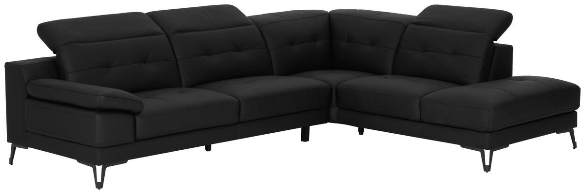 KUTNA GARNITURA koža  crna   - crna, Moderno, koža/tekstil (287/224cm) - MID.YOU
