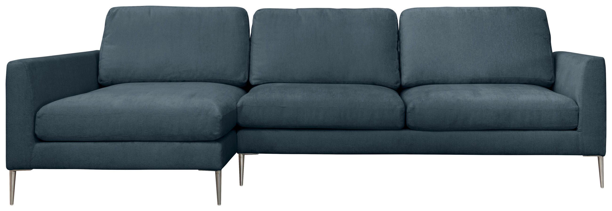 ECKSOFA Dunkelgrau Chenille  - Dunkelgrau/Silberfarben, KONVENTIONELL, Textil/Metall (143/284cm) - Carryhome