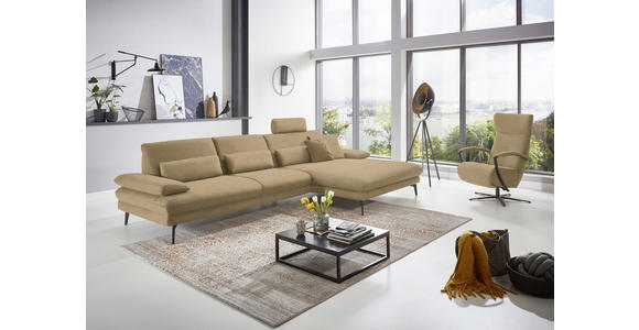 ECKSOFA in Velours Cappuccino 310/180 cm - Schwarz/Cappuccino, Design, Textil/Metall (310/180cm) - Dieter Knoll