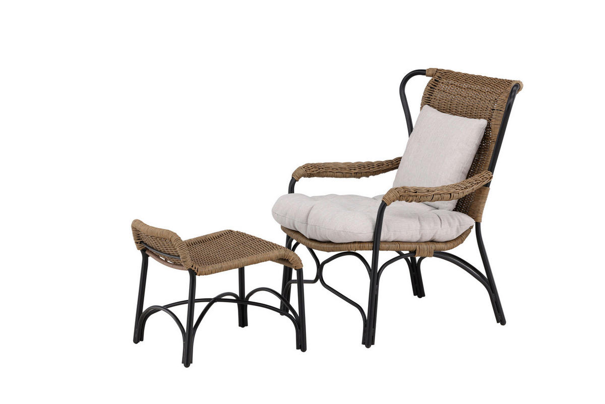 LOUNGESESSEL  - Schwarz/Braun, MODERN, Textil/Metall (120/99/88cm) - Gardenson