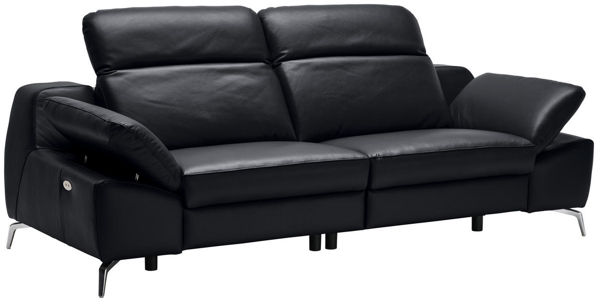 HÁROMÜLÉSES KANAPÉ bőr fekete  - krómszínű/fekete, Design, műanyag/bőr (234/83-99/110cm) - Celina Home