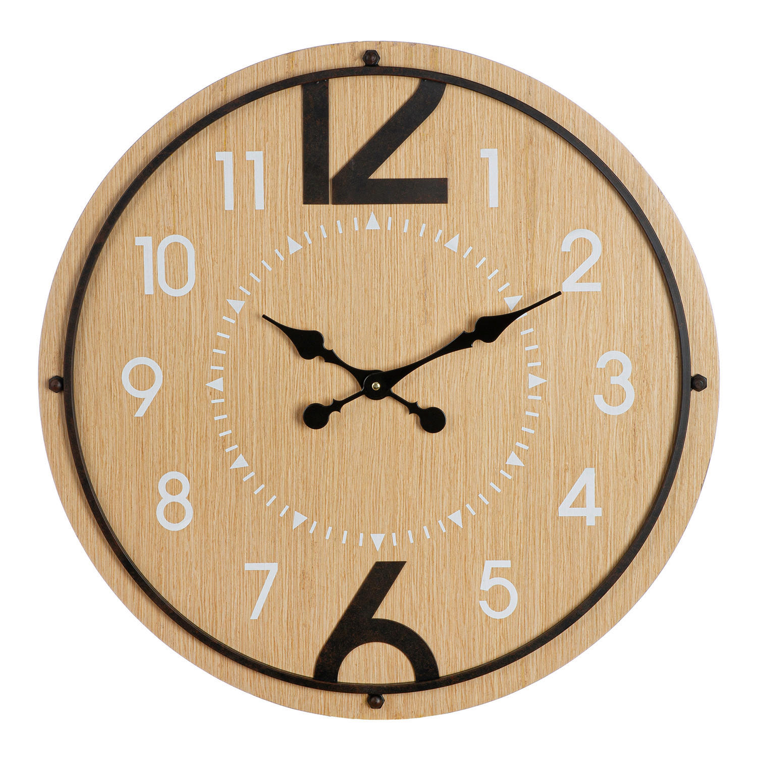 WANDUHR JONESTOWN Schwarz, Weiß, Hellbraun  - Hellbraun/Schwarz, Basics, Holzwerkstoff/Metall (60/4cm)