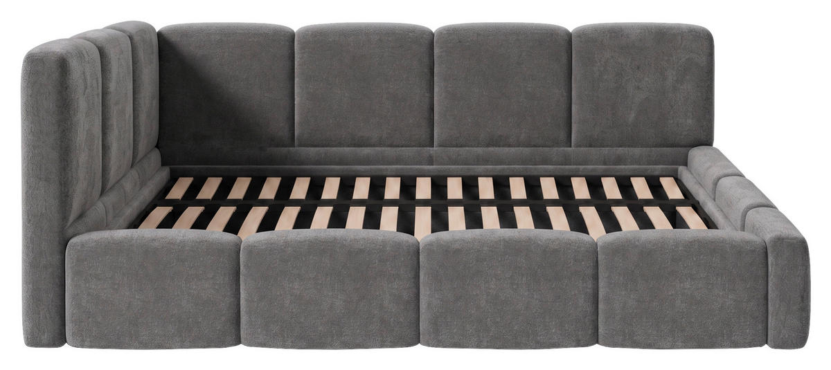 POLSTERBETT 140/200 cm,  in Anthrazit, Lattenrost, Bettkasten,  - Anthrazit/Schwarz, Design, Holz/Textil (140/200cm) - Chameo
