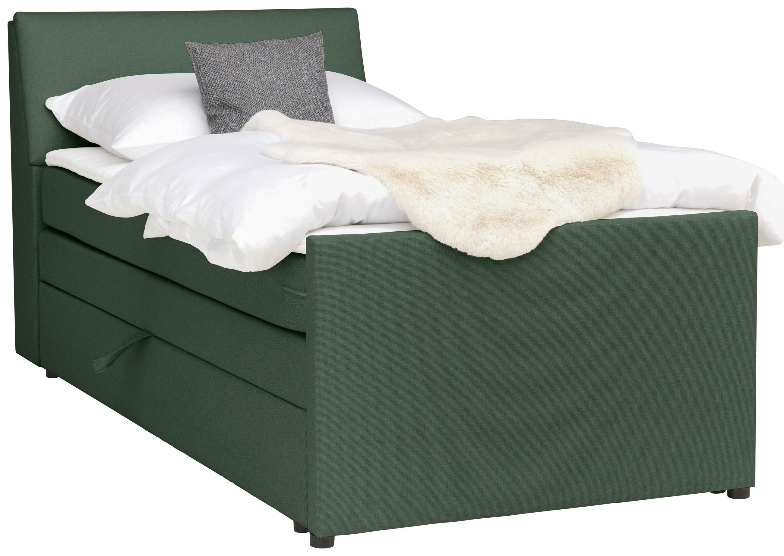BOXSPRING-ÁGY 120/200 cm  zöld  - fekete/zöld, Modern, textil/fa (120/200cm) - MID.YOU