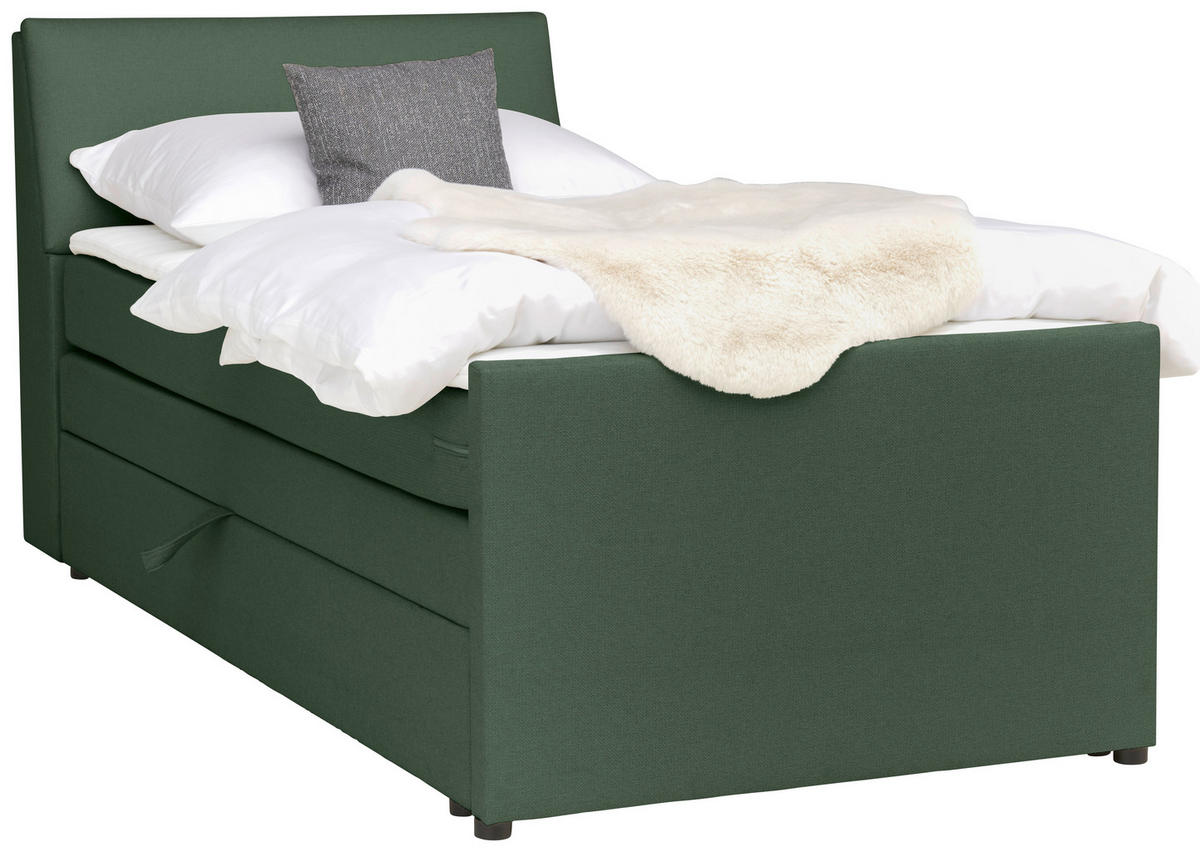 BOXSPRINGBETT 120/200 cm  in Grün  - Schwarz/Grün, MODERN, Holz/Textil (120/200cm) - MID.YOU