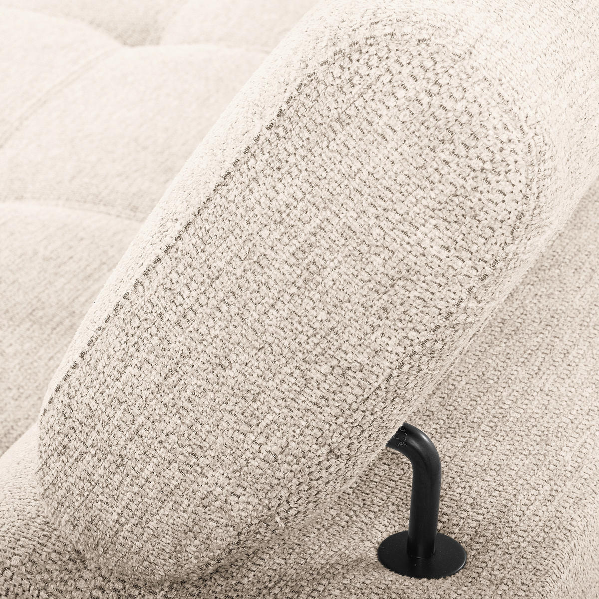 ECKSOFA TORINO Beige Chenille Bettkasten, Kopfteilverstellung  - Beige/Schwarzchrom, Design, Textil/Metall (173/247cm) - Livetastic