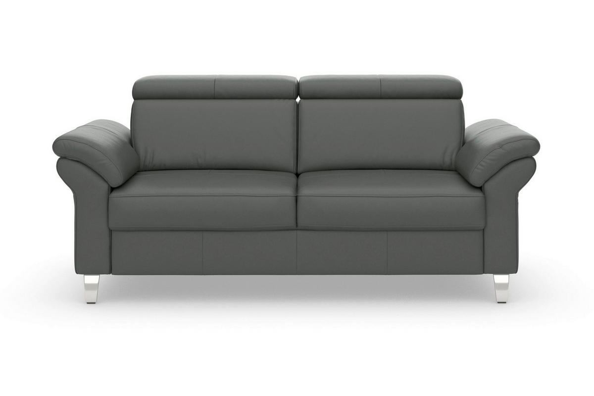 TROJMIESTNA POHOVKA, antracitová, pravá koža - antracitová/chrómová, Basics, kov/koža (186/84/93cm) - Sit & More