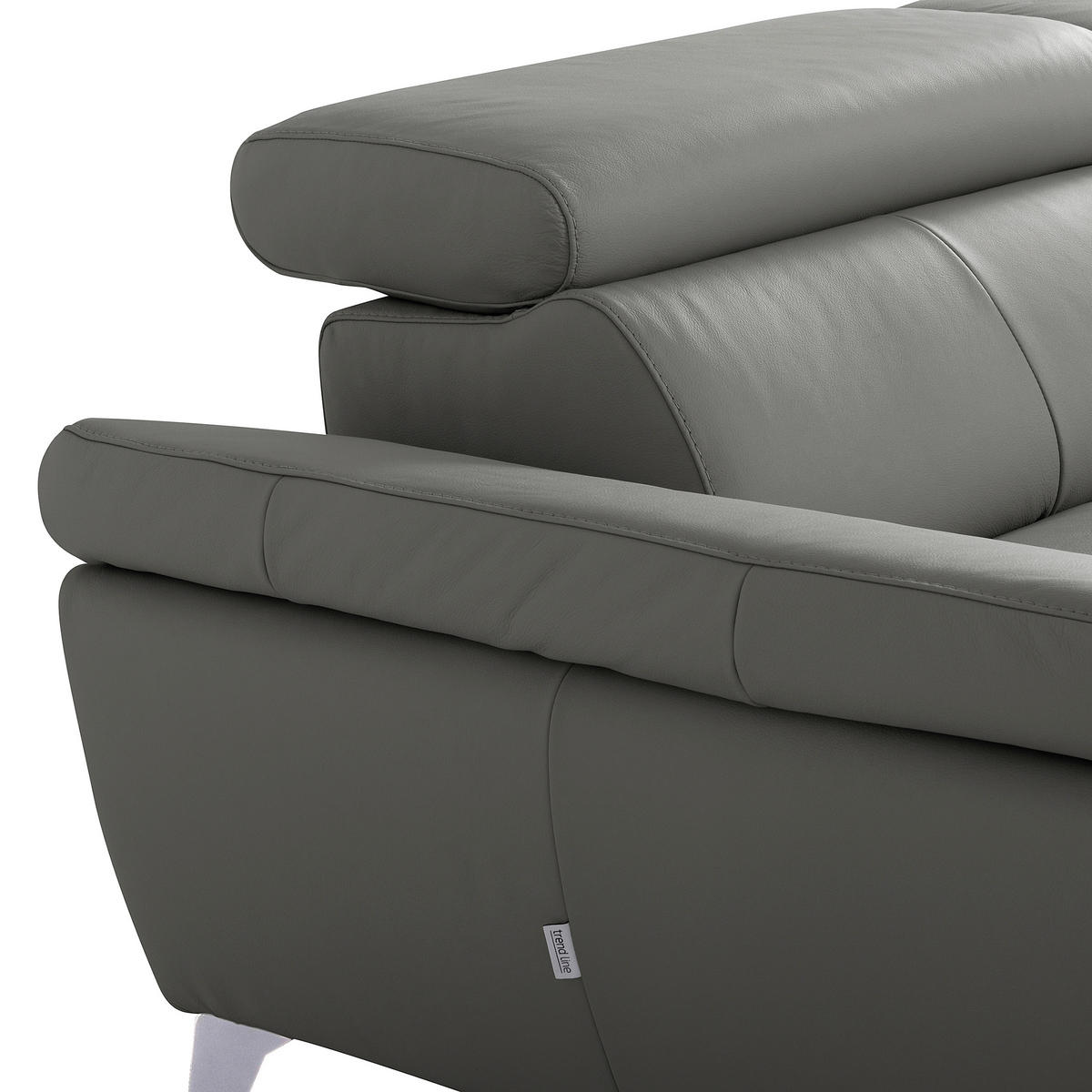 ECKSOFA Lederlook Echtleder Anthrazit  - Chromfarben/Anthrazit, Design, Leder/Textil (179/252cm) - Livetastic