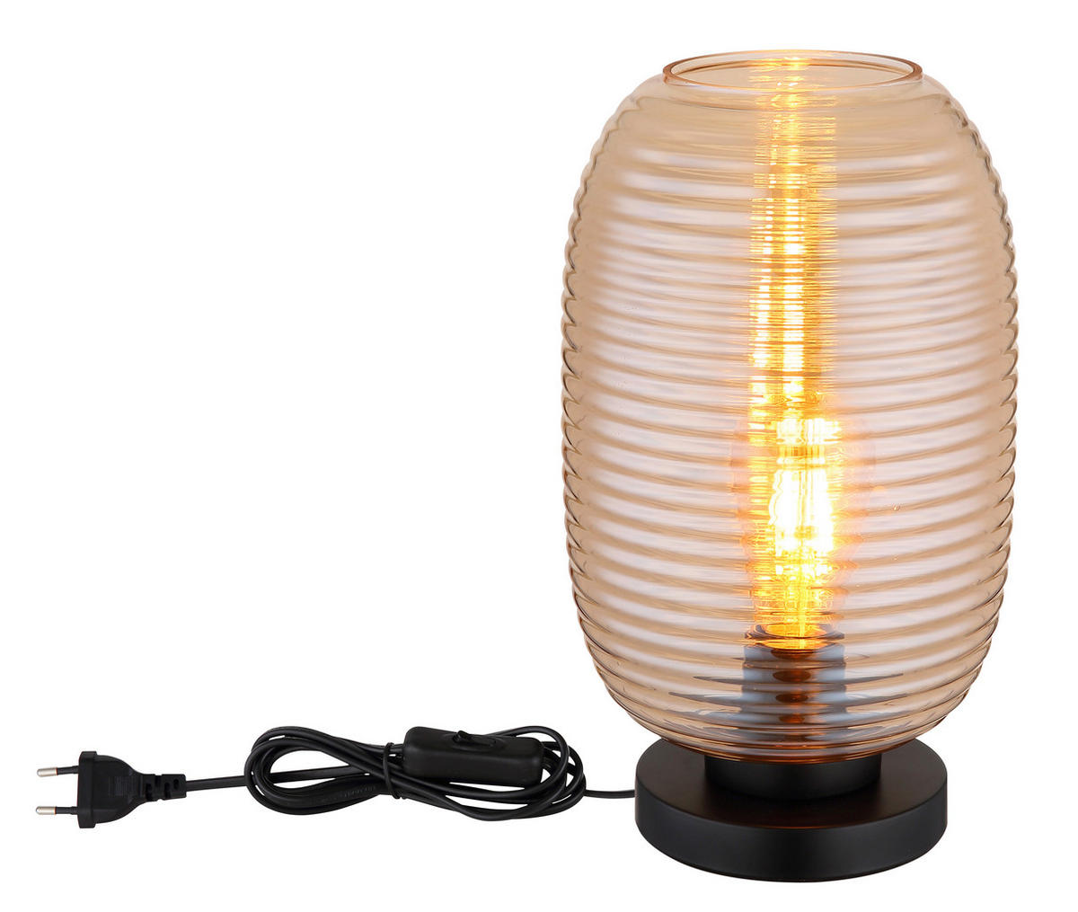 BORDSLAMPA JEFREY 20/34,5 cm   - bärnstensfärgad/svart, Basics, metall/glas (20/34,5cm) - Globo