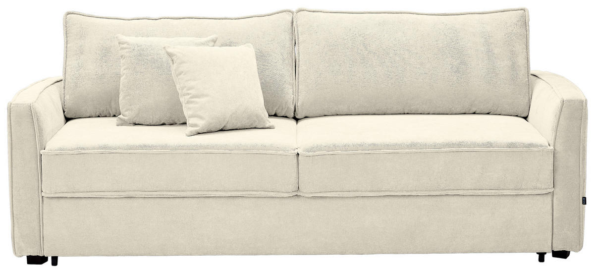 SCHLAFSOFA in Textil Creme  - Blaugrau/Creme, Design, Holz/Textil (240/75/110cm) - home24