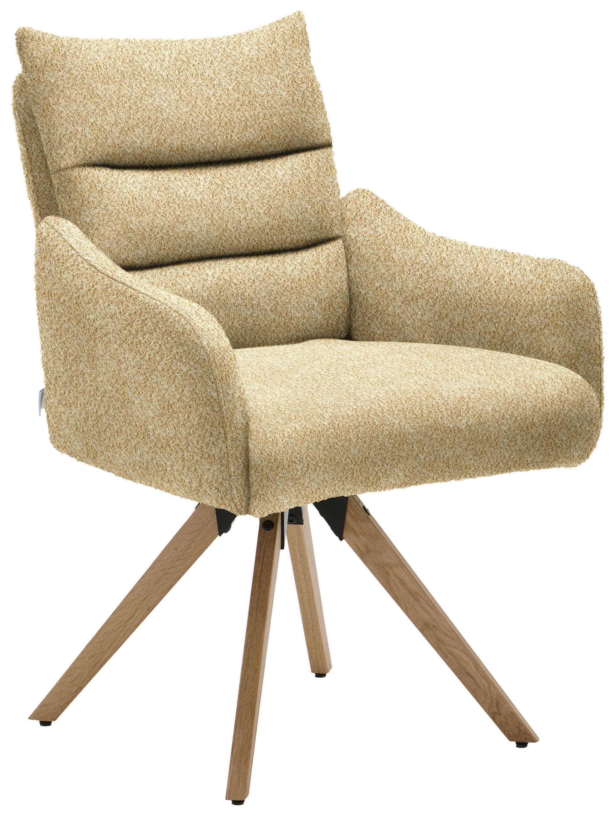 ARMLEHNSTUHL  Beinauswahl, Lederauswahl, Stoffauswahl, Gestellauswahl, Sitzfläche 180° drehbar, automatische Rückholfunktion Chenille  Beige  - Eichefarben/Beige, Design, Holz/Textil (62/86/68cm) - Welnova