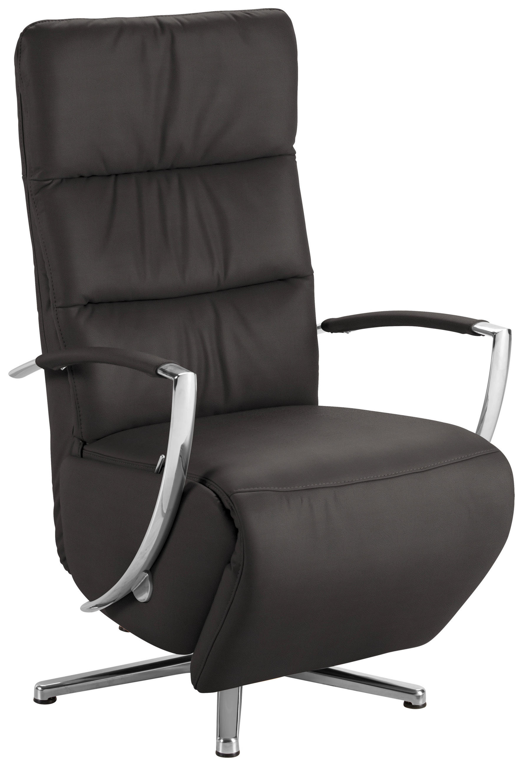 RELAXSESSEL in Leder Mokka  - Chromfarben/Mokka, Design, Leder/Metall (64/112/80cm) - Cantus