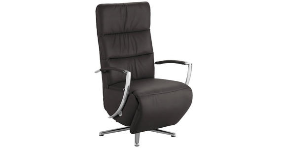 RELAXSESSEL in Leder Mokka  - Chromfarben/Mokka, Design, Leder/Metall (64/112/80cm) - Cantus