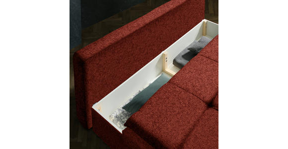 SCHLAFSOFA in Chenille, Plüsch Rostfarben - Rostfarben/Schwarz, MODERN, Textil/Metall (208/73/92/102cm) - Novel