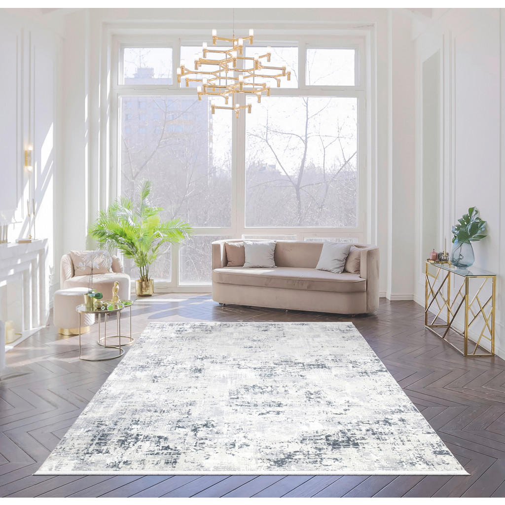 Thumbnail - Novel Vintage-Teppich Lotus, Creme, Weiß, Hellgrau, Dunkelgrau, Textil, Abstraktes, rechteckig, 160x230 cm, Teppiche & B...