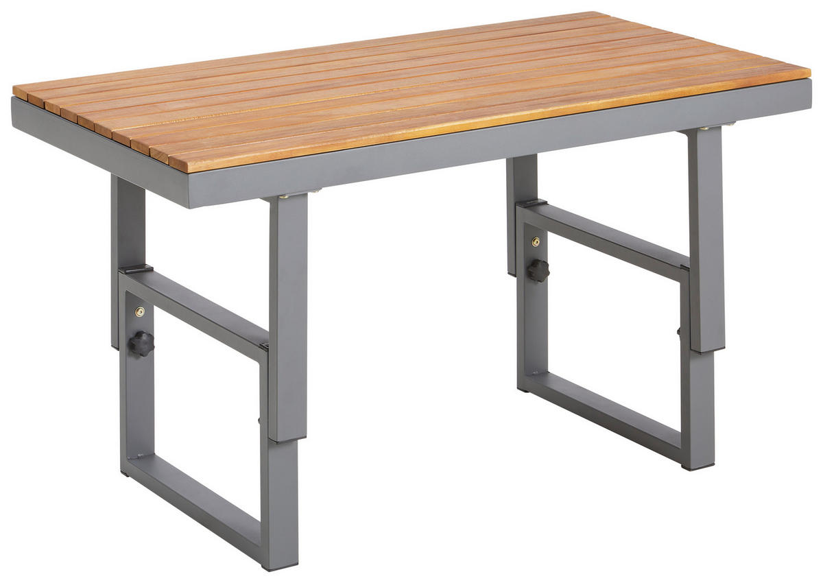 LOUNGEGARNITUR   110/45-63/48 cm  - Grau/Teakfarben, Modern, Holz/Metall (110/45-63/48cm) - Ambia Garden