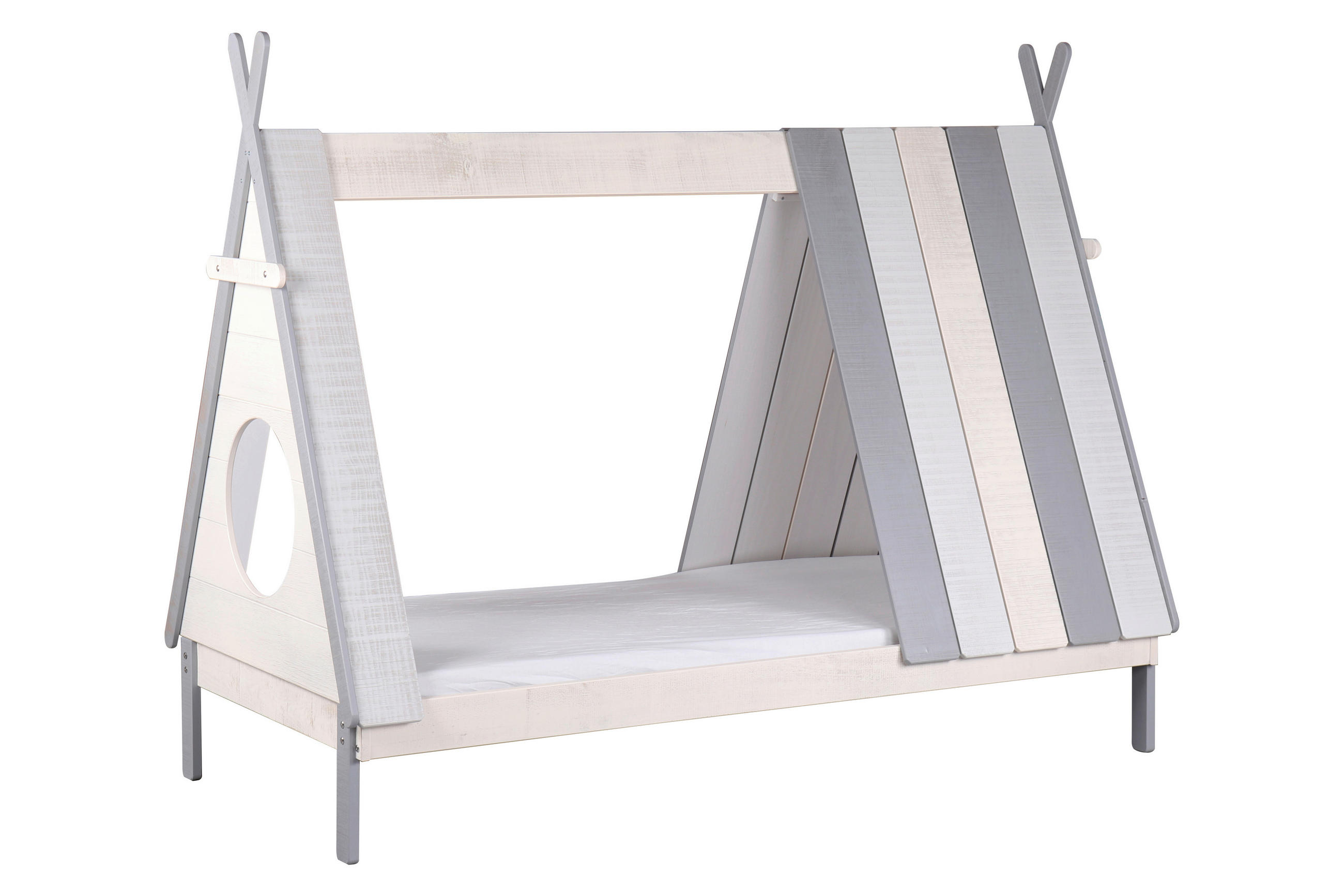 Livetastic Hausbett Weiß, Grau 90x200 cm