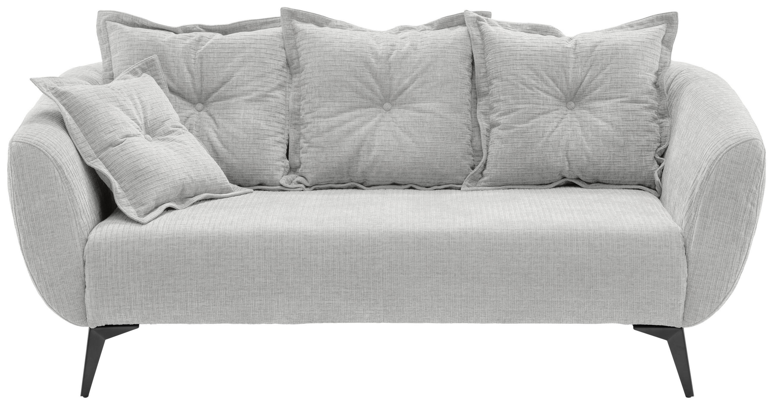 2,5-SITZER Mikrofaser Weiß  - Schwarz/Weiß, MODERN, Textil/Metall (196/94/103cm) - Livetastic