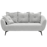 2,5-SITZER Mikrofaser Weiß  - Schwarz/Weiß, MODERN, Textil/Metall (196/94/103cm) - Livetastic