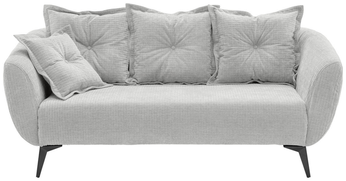 2,5-SITZER Mikrofaser Weiß  - Schwarz/Weiß, MODERN, Textil/Metall (196/94/103cm) - Livetastic