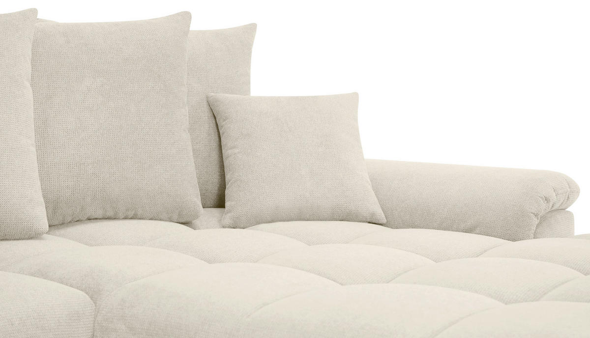ECKSOFA in Flachgewebe, Mikrofaser Creme  - Chromfarben/Creme, Design, Kunststoff/Textil (312/198cm) - Livetastic