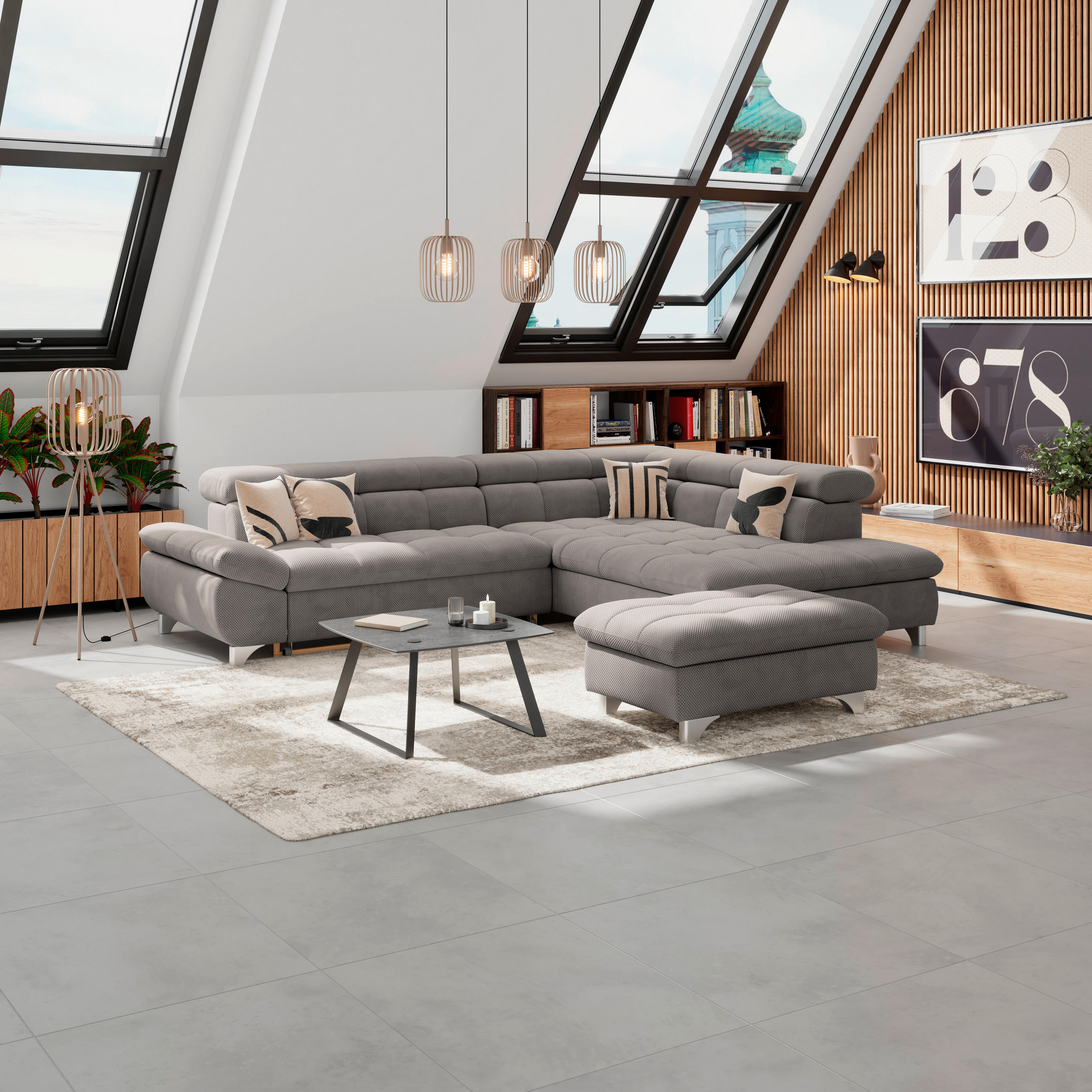 HOCKER Chenille Braun  - Chromfarben/Braun, KONVENTIONELL, Textil/Metall (108/46/108cm) - Livetastic