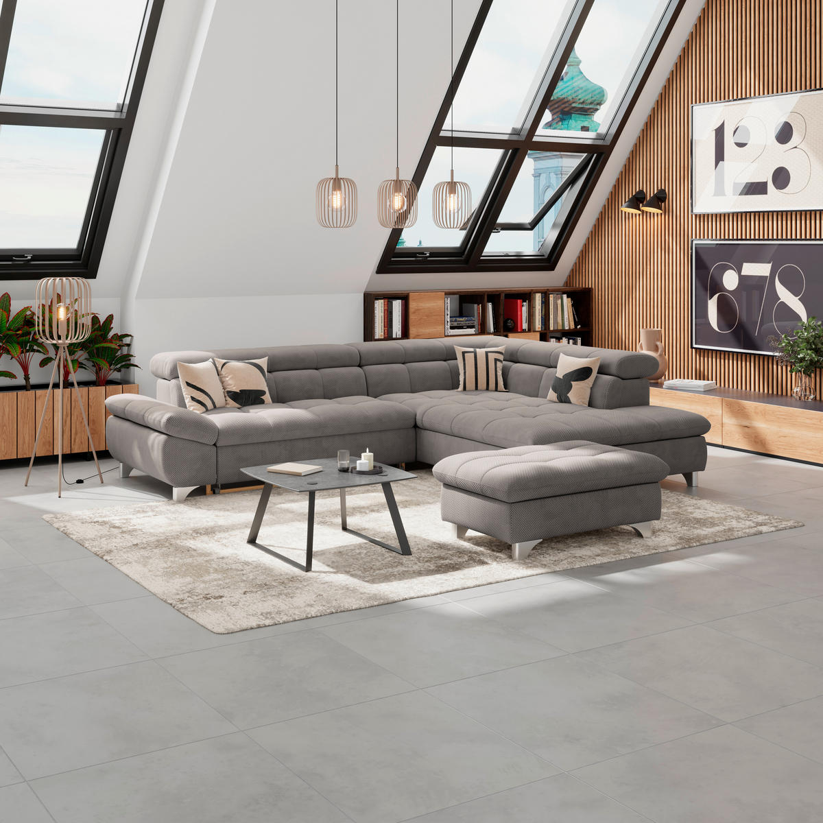 HOCKER Chenille Braun  - Chromfarben/Braun, KONVENTIONELL, Textil/Metall (108/46/108cm) - Livetastic
