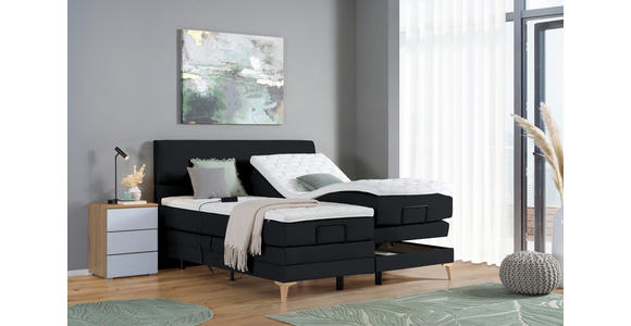 BOXSPRINGBETT 200/200 cm  in Schwarz  - Eichefarben/Schwarz, KONVENTIONELL, Holz/Textil (200/200cm) - Voleo