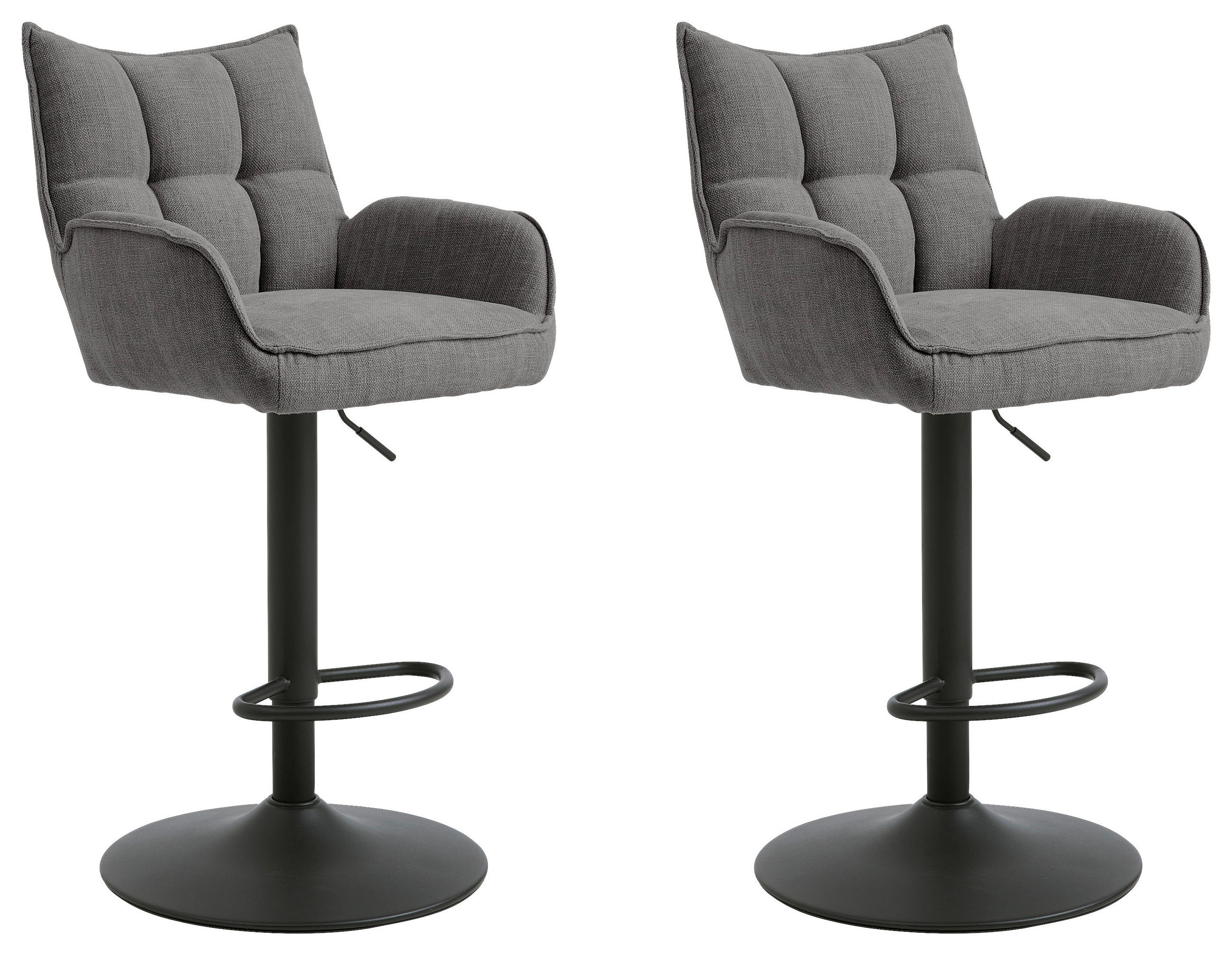 BARHOCKER-SET in Graphitfarben  - Graphitfarben/Schwarz, MODERN, Textil/Metall (52/98,5-113,5/53cm) - Livetastic