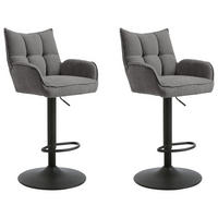BARHOCKER-SET in Graphitfarben  - Graphitfarben/Schwarz, MODERN, Textil/Metall (52/98,5-113,5/53cm) - Livetastic