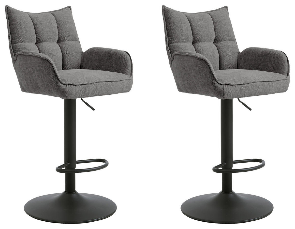 BARHOCKER-SET in Graphitfarben  - Graphitfarben/Schwarz, MODERN, Textil/Metall (52/98,5-113,5/53cm) - Livetastic