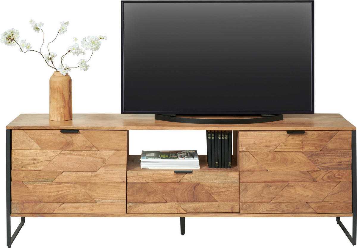 LOWBOARD  in 175/60/40 cm  - Schwarz/Akaziefarben, Trend, Holz/Metall (175/60/40cm) - Ambia Home