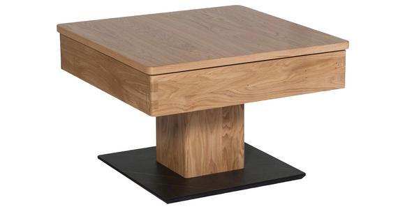 COUCHTISCH in Holz, Holzwerkstoff, Metall 67/67/43-61 cm - Eichefarben/Schwarz, Natur, Holz/Holzwerkstoff (67/67/43-61cm) - Venda
