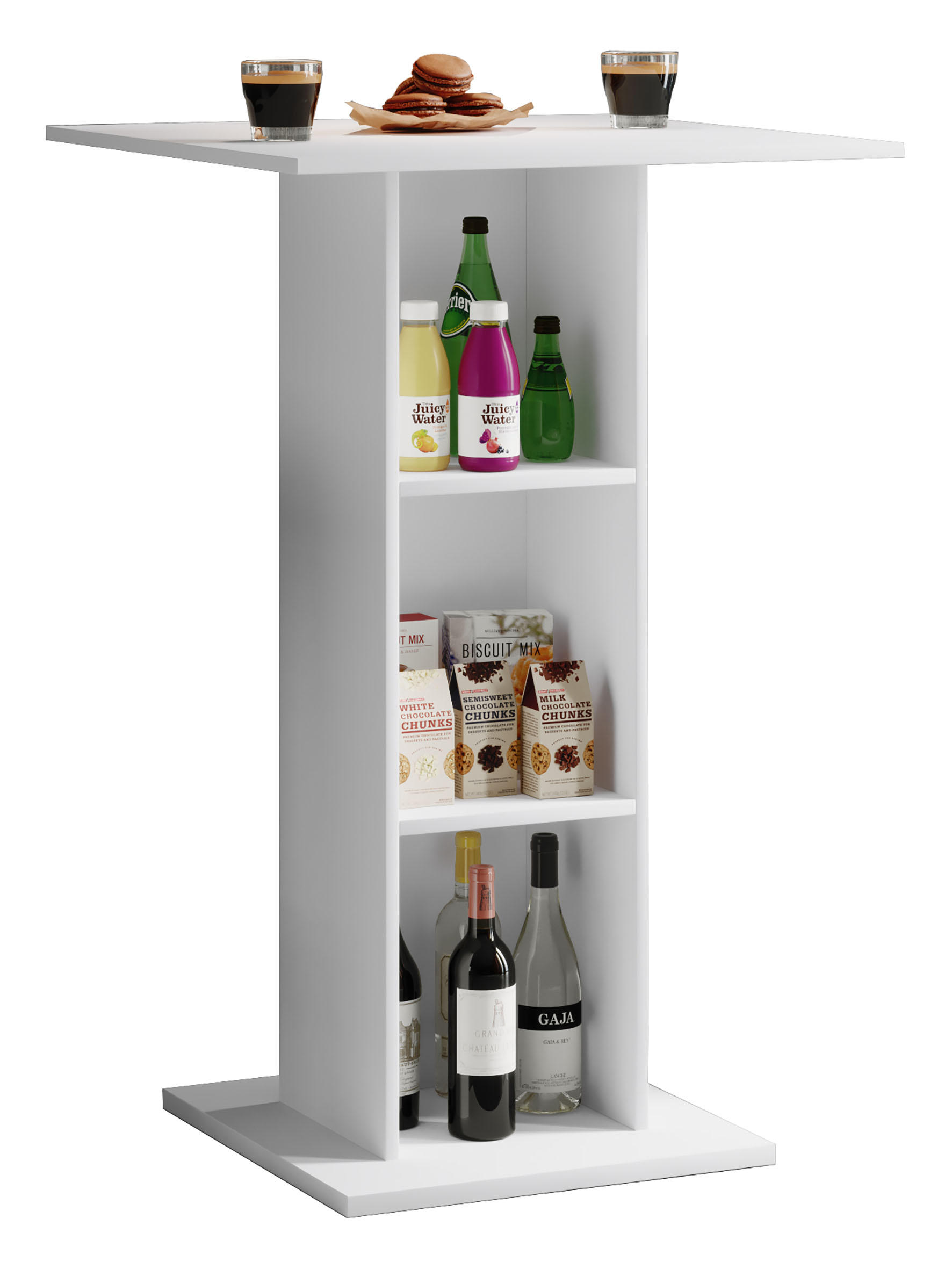 Bartisch Standos Lxbxh 70x70x108 Cm Weiß Mit Regal