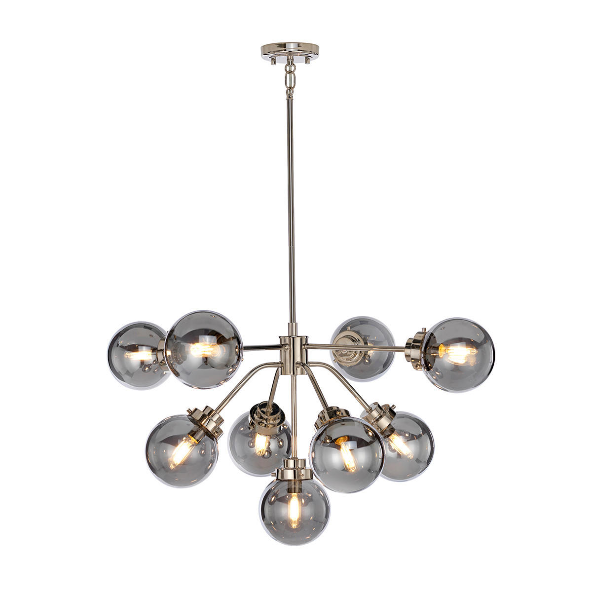 KRONLEUCHTER Elstead Kula 88/58.1 cm   - Nickelfarben, Design, Glas/Metall (88/58.1cm) - Elstead Lighting