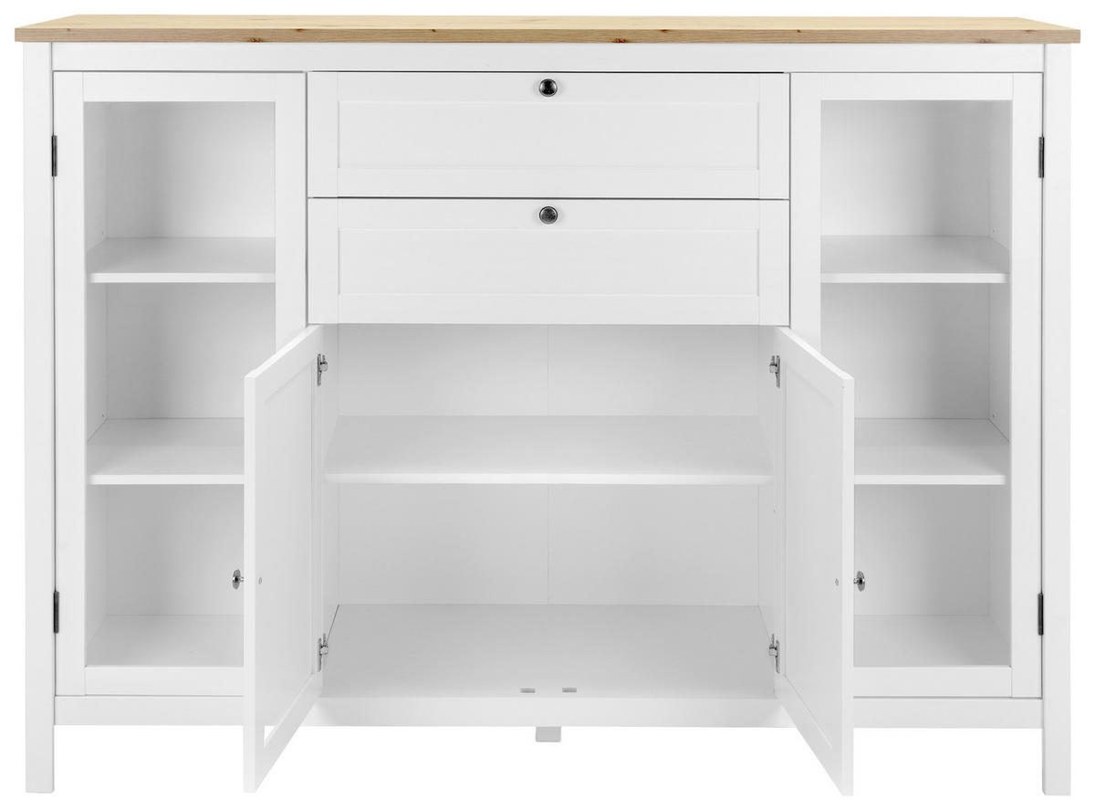 VYSOKÁ KOMODA, biela, farba duba, 160/120/40 cm - biela/farba duba, Konventionell, kov/kompozitné drevo (160/120/40cm) - MID.YOU