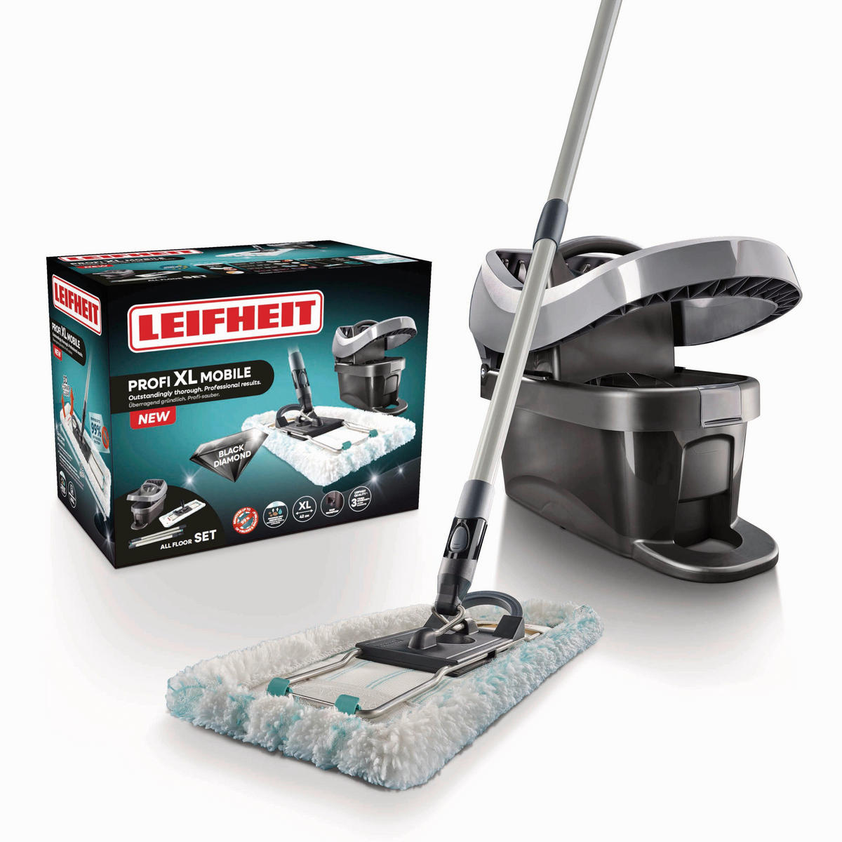BODENREINIGUNGSSET - Schwarz/Grau, Design (31cm) - Leifheit