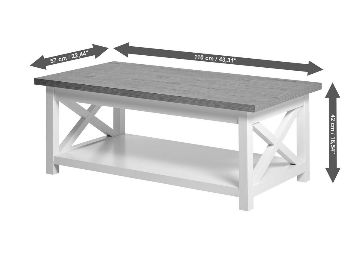 COUCHTISCH in Holzwerkstoff 110/57/42 cm  - Eichefarben/Weiß, LIFESTYLE, Holzwerkstoff (110/57/42cm)
